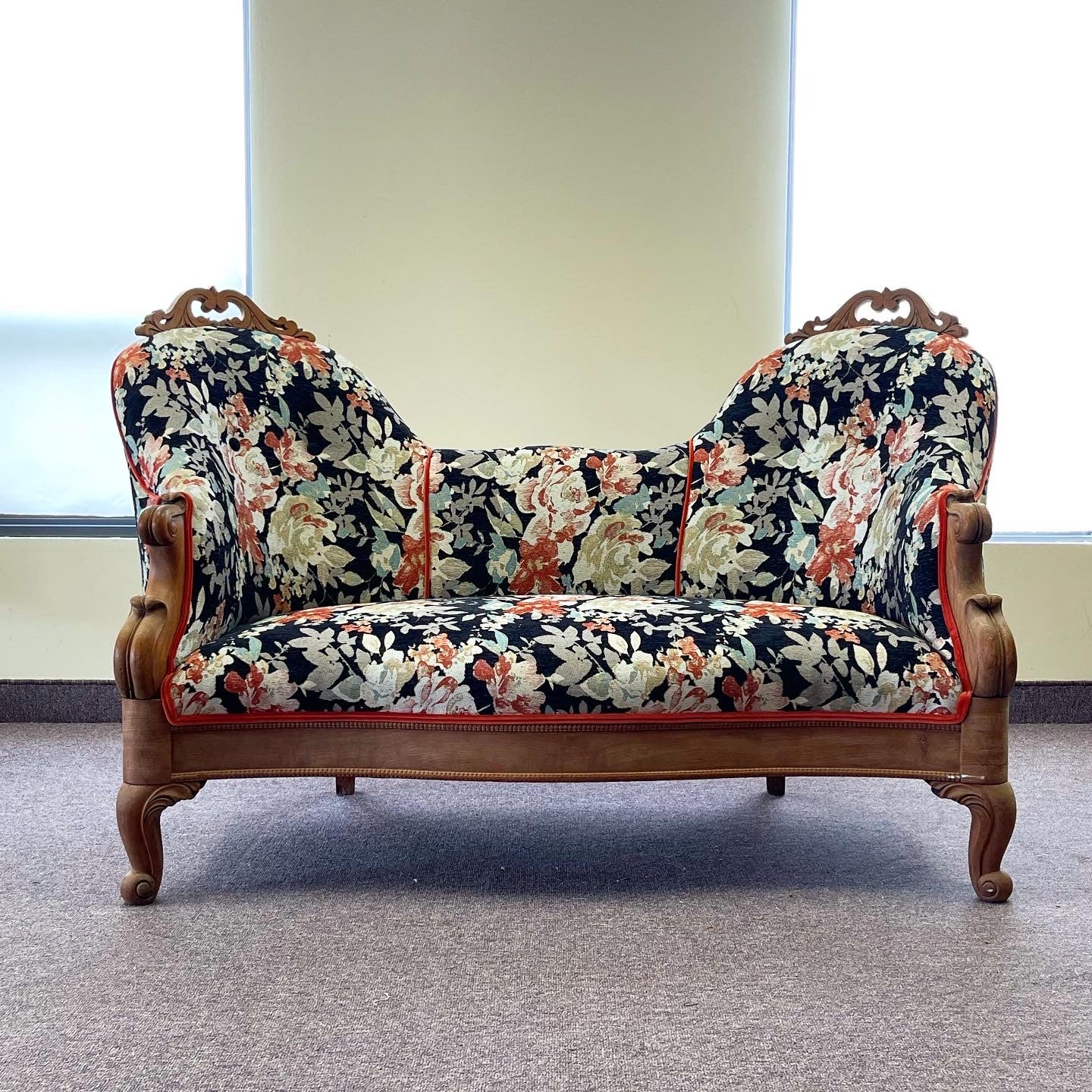 1800's Solid walnut European love seat - SOLD!