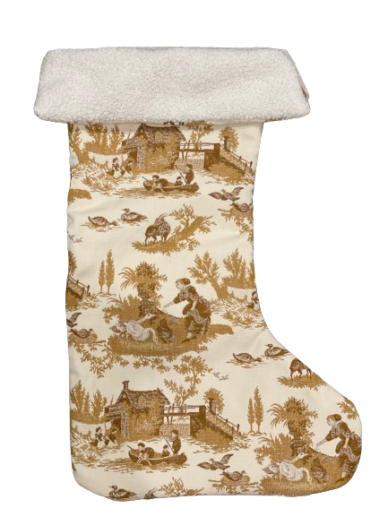 Vintage Fabric Christmas Stocking with Shearling Fabric Interior